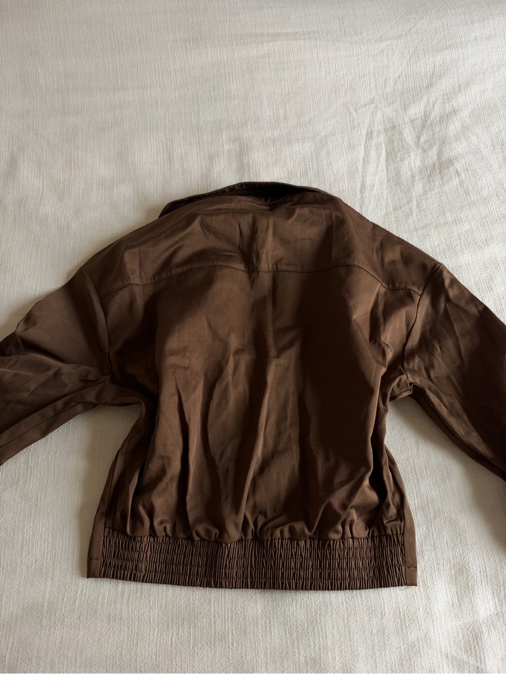 COMMENSE Cropped Collared Button-Up Shirt – Dark Brown - Picture 7 of 8
